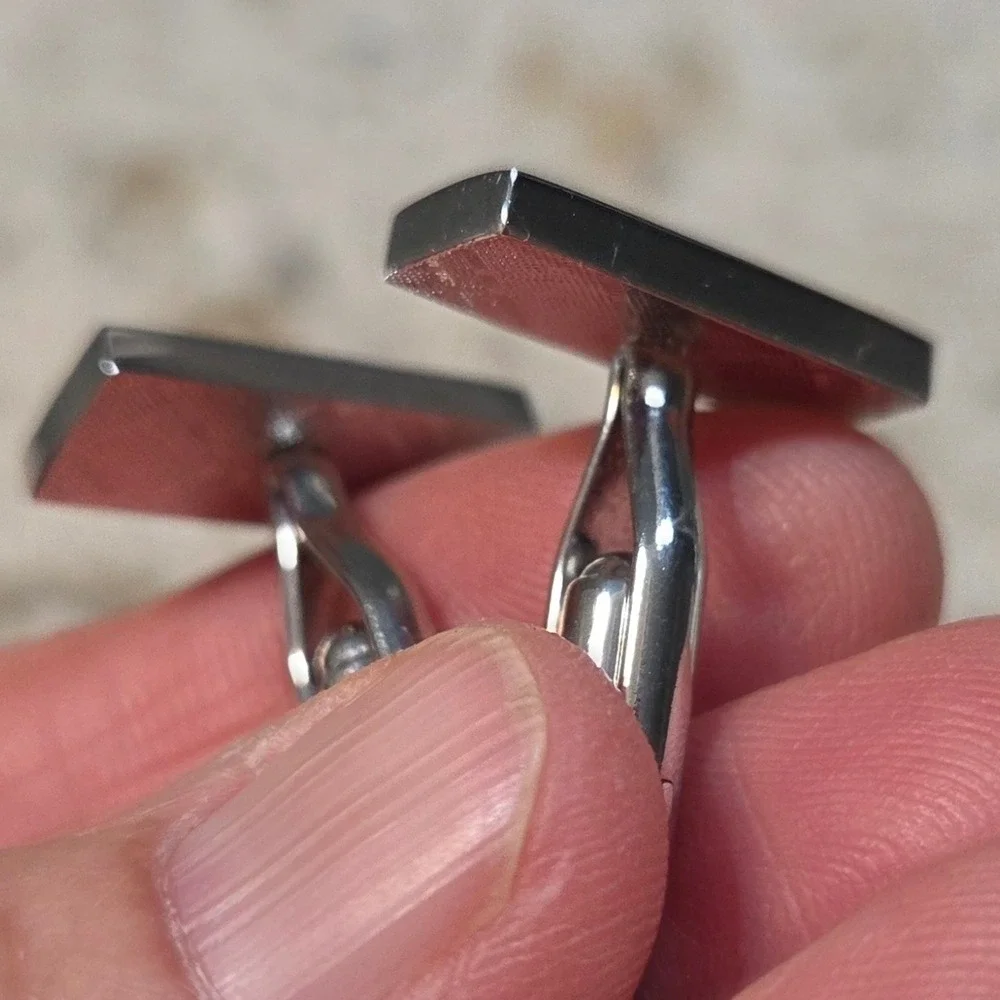 Lincoln Motor Company Logo Cufflinks Silver Tone Rectangular Automotive Mens